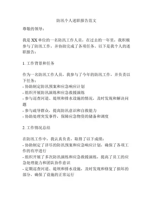 防汛个人述职报告范文