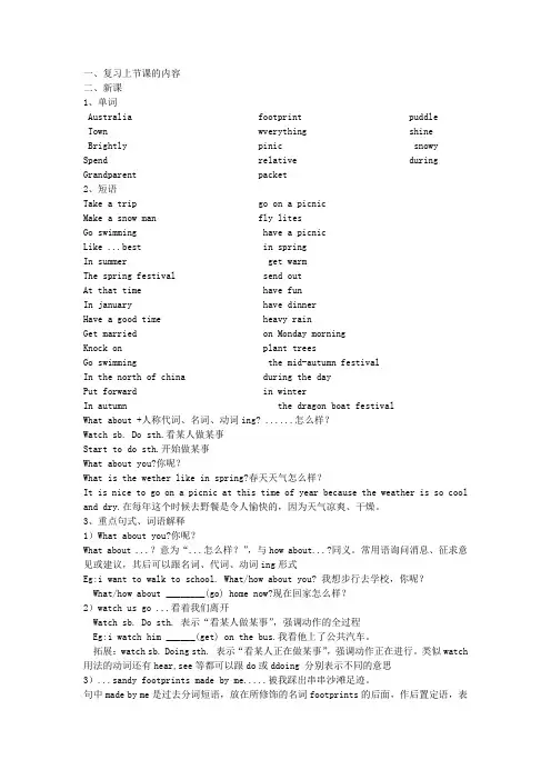 上海牛津版七年级英语unit4单词语法点