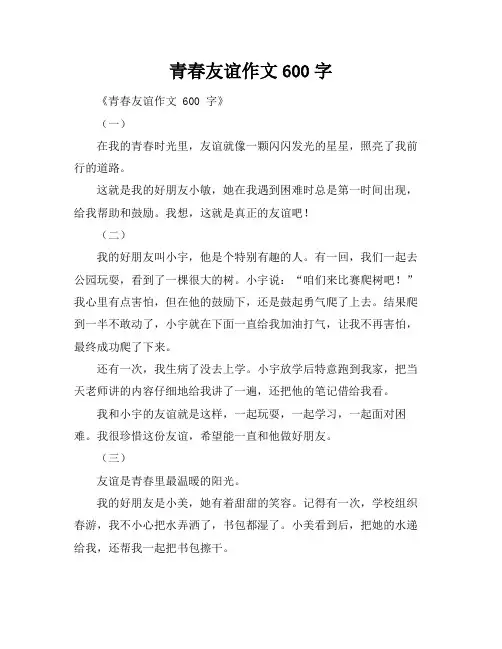 青春友谊作文600字