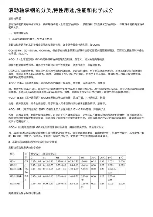 滚动轴承钢的分类,特性用途,性能和化学成分