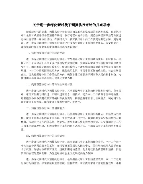 关于进一步深化新时代下预算执行审计的几点思考