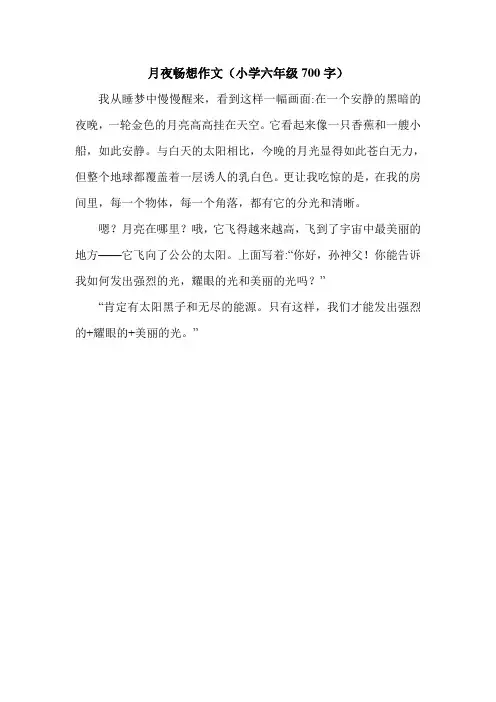 月夜畅想作文(小学六年级700字).doc