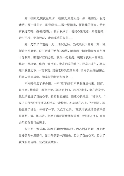 心中的一缕阳光六百字作文