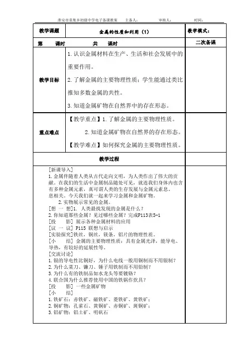 金属的性质和利用(1)