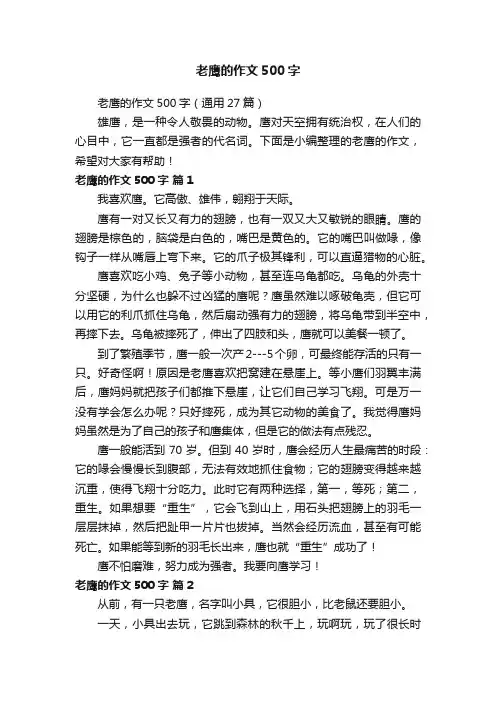 老鹰的作文500字（通用27篇）