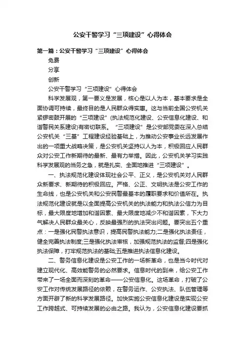 公安干警学习“三项建设”心得体会