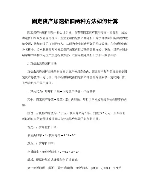 固定资产加速折旧两种方法如何计算