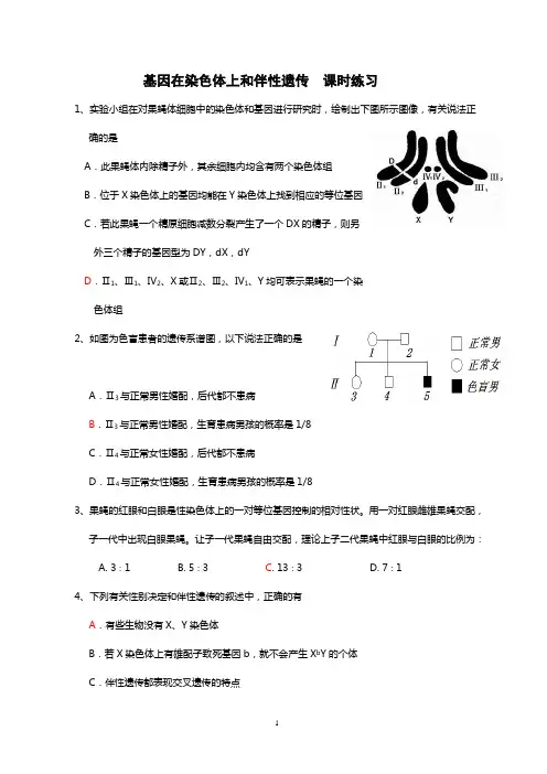 基因在染色体上和伴性遗传  课时练习