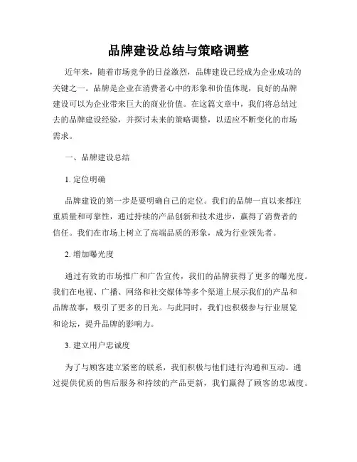 品牌建设总结与策略调整