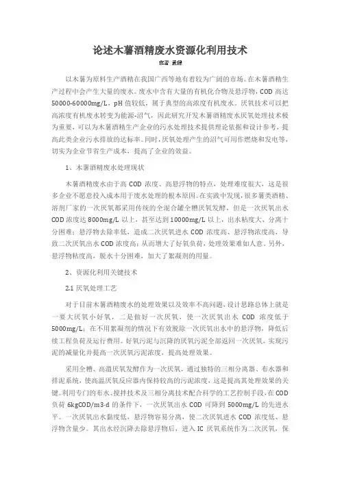 论述木薯酒精废水资源化利用技术