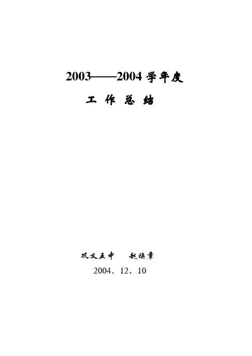 2004年工作总结