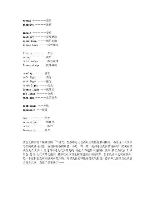 图层混合模式--英文对照