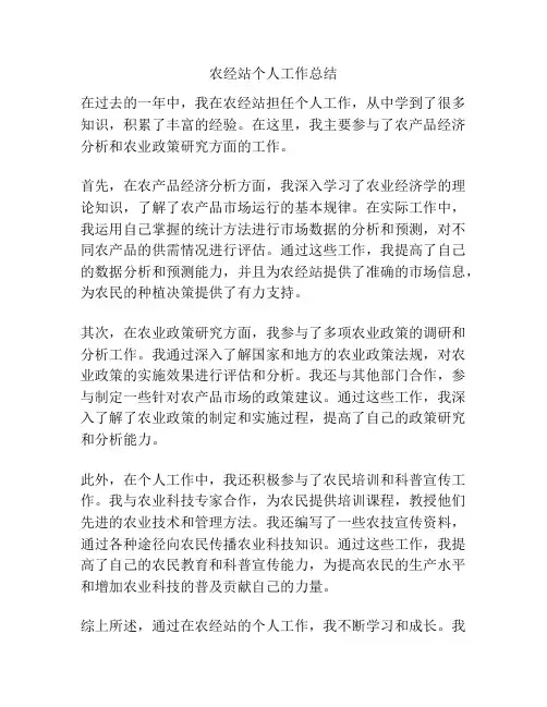 农经站个人工作总结