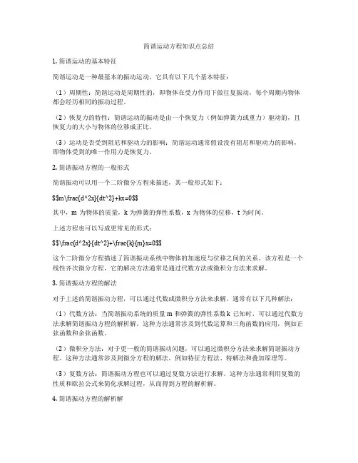 简谐运动方程知识点总结