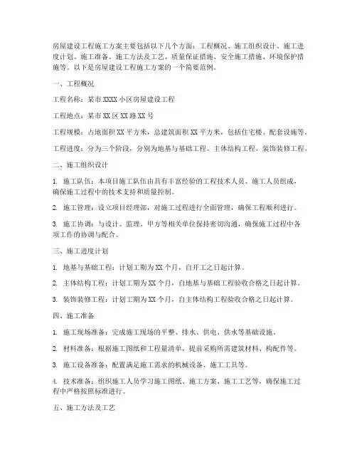 房屋建设工程施工方案