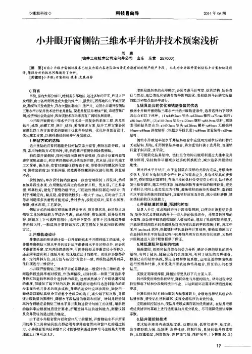 小井眼开窗侧钻三维水平井钻井技术预案浅析