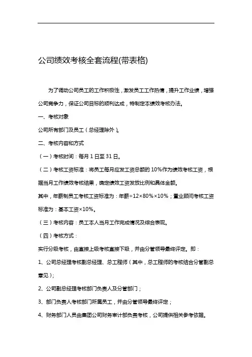 (完整版)公司绩效考核全套流程(带表格)