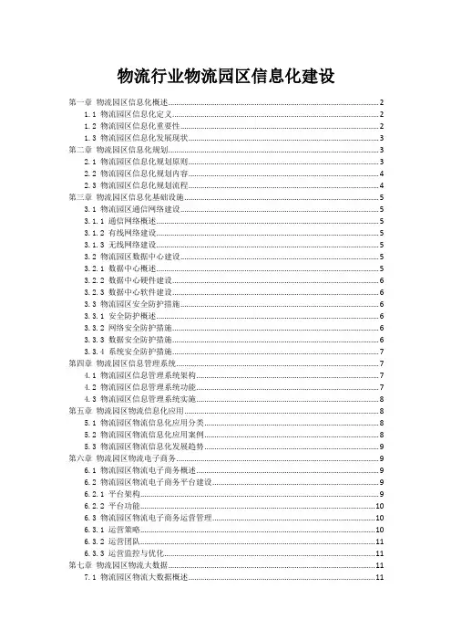 物流行业物流园区信息化建设