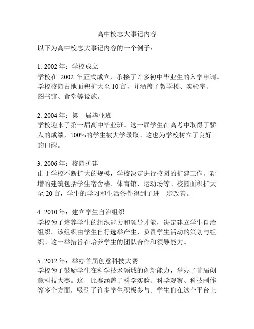 高中校志大事记内容