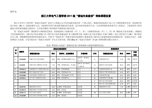 浙江大学电气工程学院2011级“爱迪生实验班”特殊课程设置