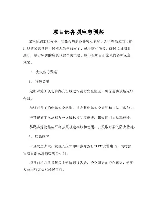 项目部各项应急预案
