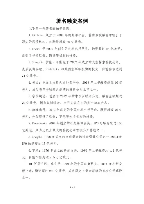 著名融资案例