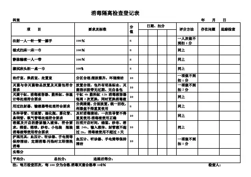 消毒隔离检查登记表