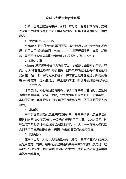全球五大最奇特养生的汤