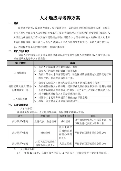 人才选拔及培养方案(标准版)
