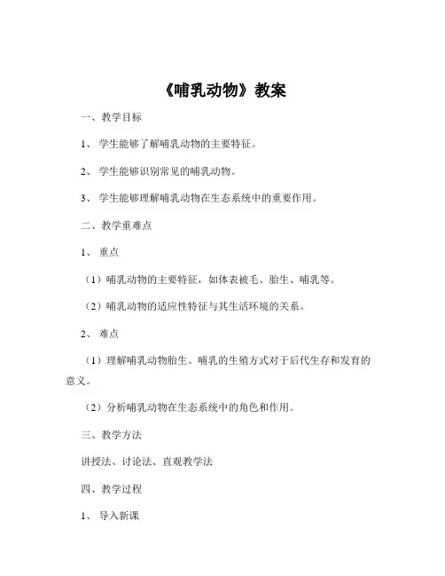 《哺乳动物》教案