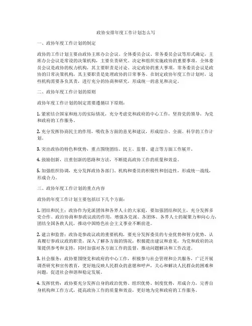 政协安排年度工作计划怎么写