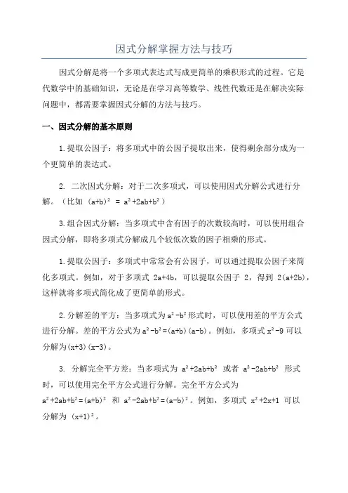 因式分解掌握方法与技巧
