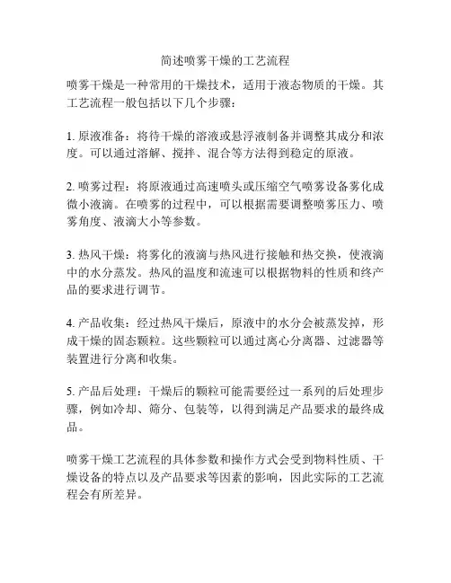 简述喷雾干燥的工艺流程