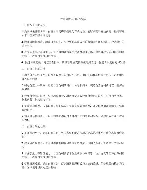 大学班级自查自纠情况