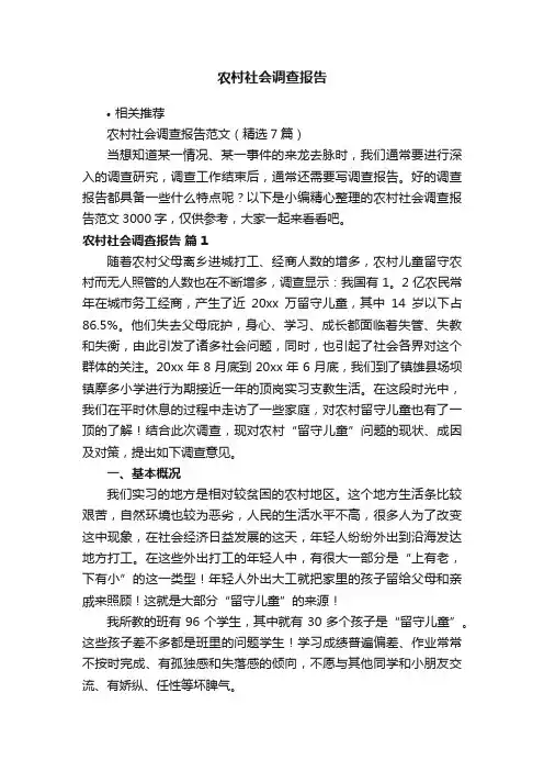 农村社会调查报告