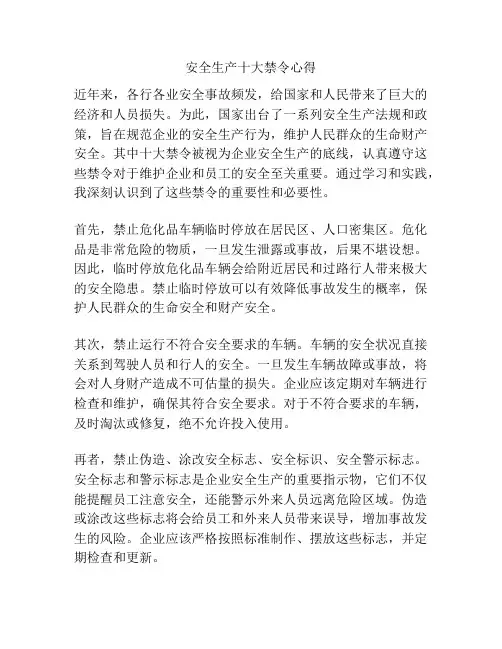 安全生产十大禁令心得