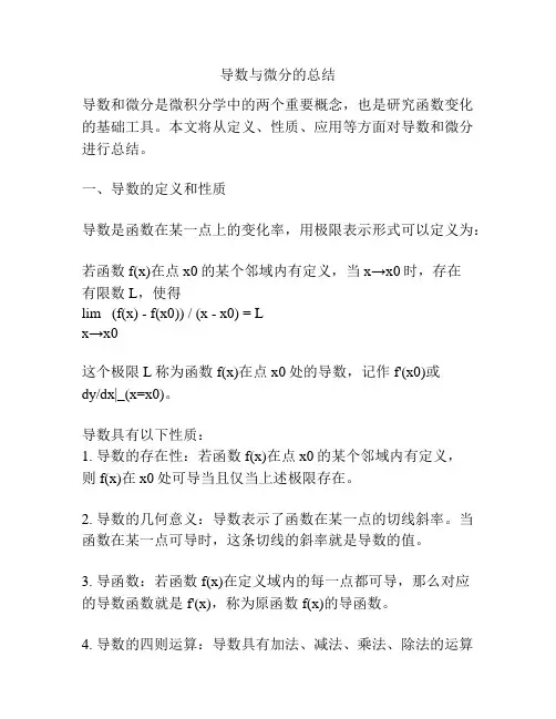 导数与微分的总结