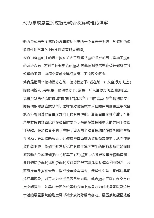 车辆动力总成悬置系统振动耦合及解耦理论详解