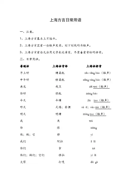 上海方言日常用语