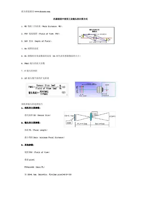机器视觉之机器视觉中使用工业镜头的计算方式