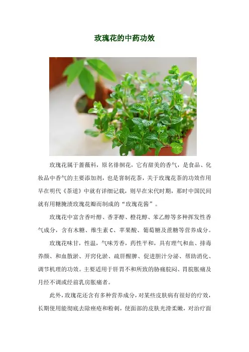玫瑰花的中药功效