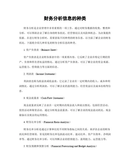 财务分析信息的种类