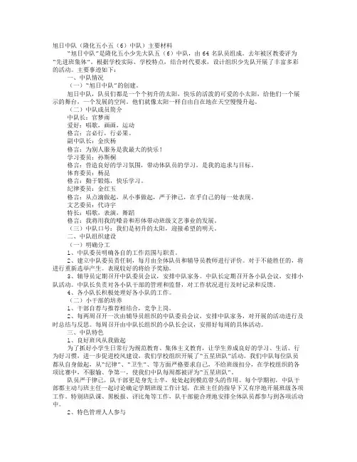 特色中队事迹材料