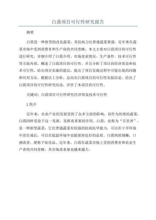 白蔹项目可行性研究报告