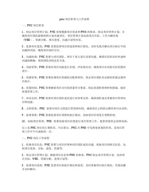 pmc岗位职责与工作流程