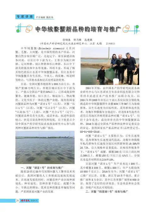 中华绒螯蟹新品种的培育与推广