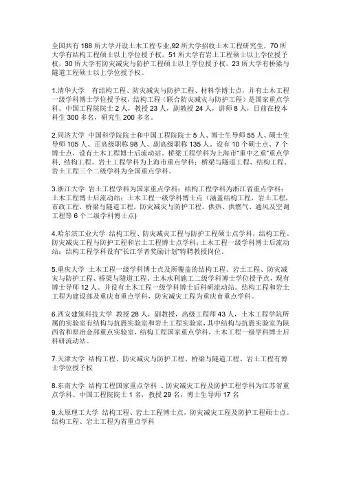 土木工程专业排名