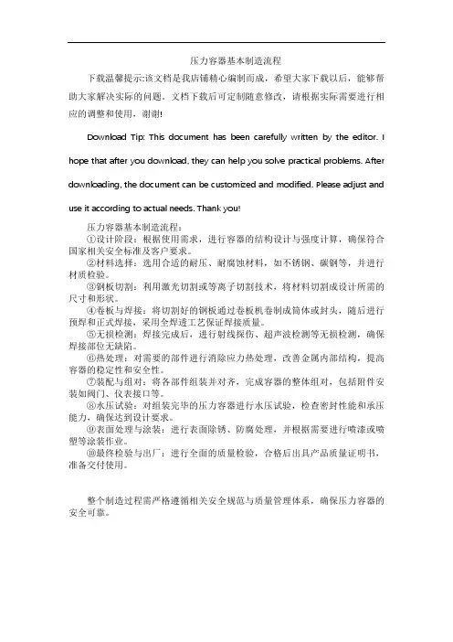 压力容器基本制造流程