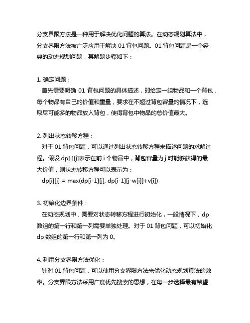 分支界限方法01背包问题解题步骤