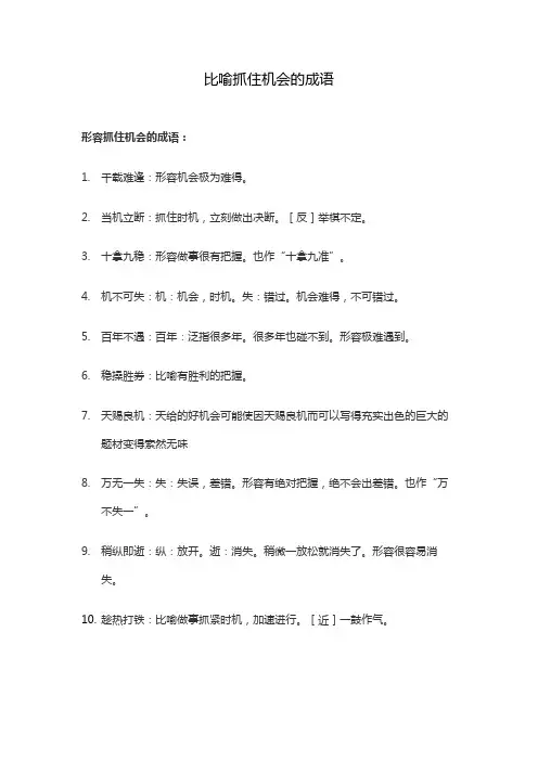 比喻抓住机会的成语
